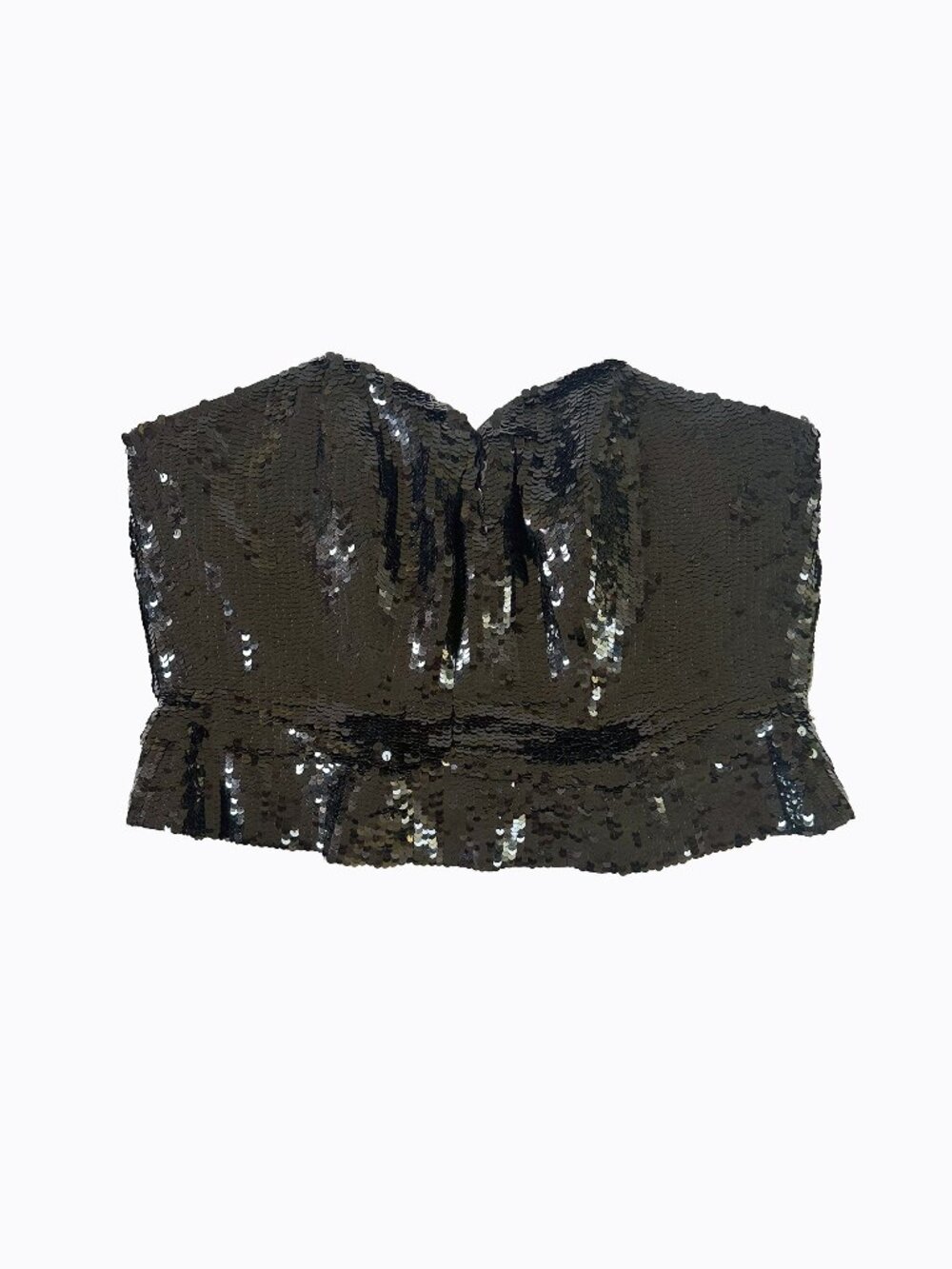 Vtg Black Tie Sequin Silk Corset M Crop Top Bustier Sweetheart Whimsigoth Y2K